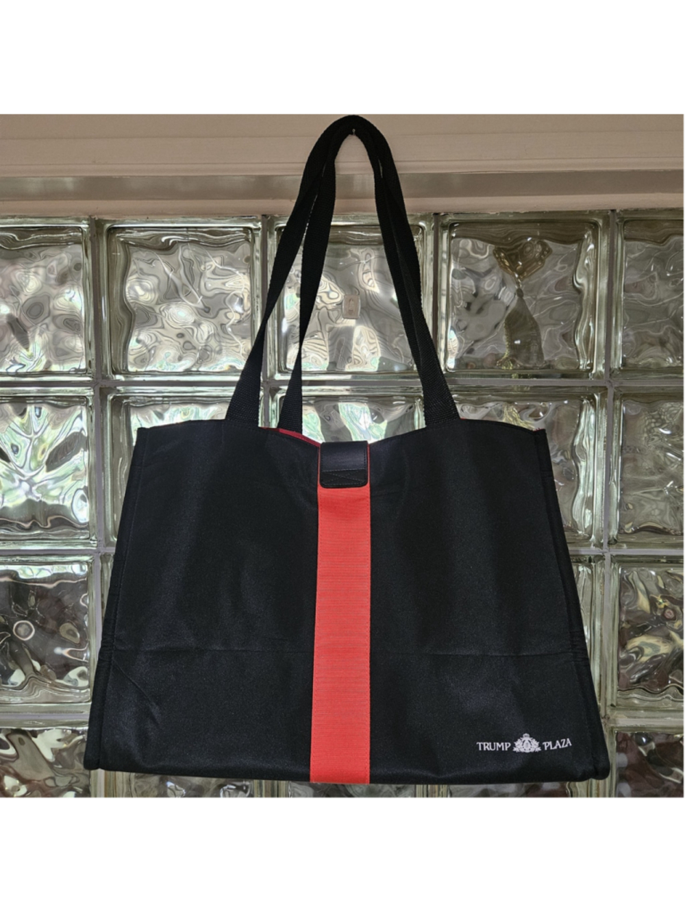 Vintage Trump Plaza Macy's Tote Bag Quality Piece Black Large Front Closure